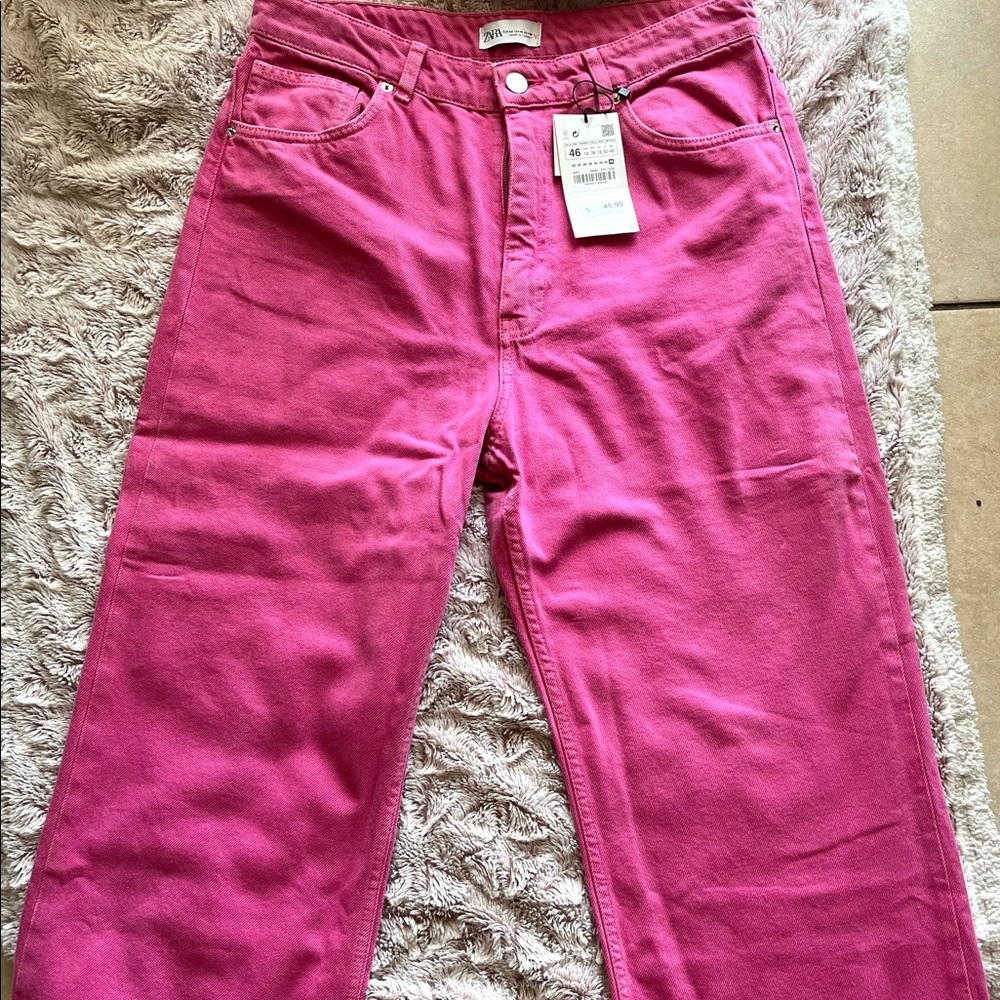 Zara Fuchsia Wide Leg Jeans